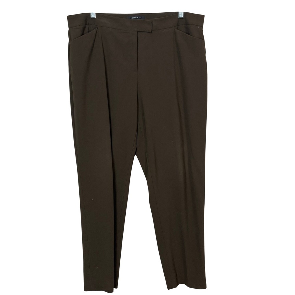 Lafayette 148 Trousers Women 14 Brown Virgin Wool Blend Tapered Dress Pants